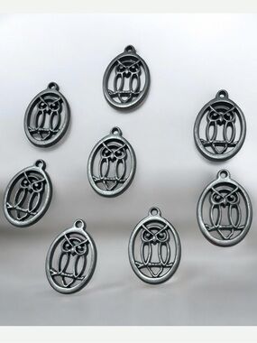 Vintage Mid Century Nordic Pewter Owl Pendant-Rare European Dead-stock